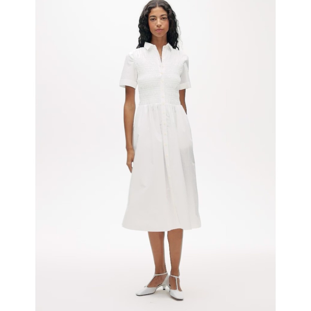 J.Crew | NWT Elsie Shirt-Dress in White Cotton Poplin | Sz M